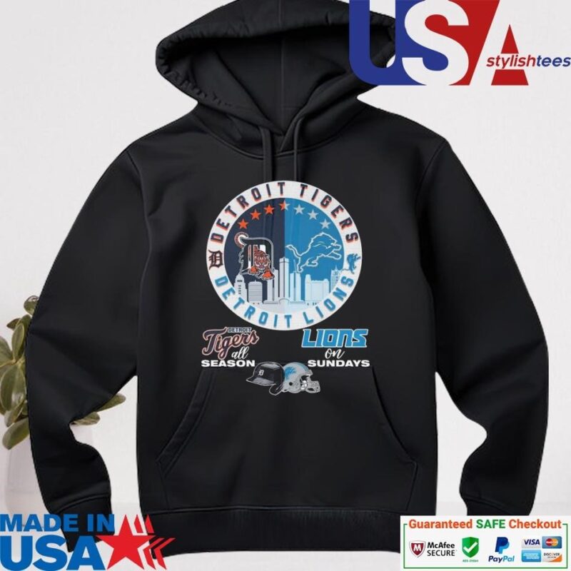 Official Detroit Tigers All Season Detroit Lions On Sundays 2024 hoodie