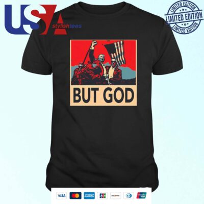 David J Harris Jr Wearing Donald Trump But God T T-shirt