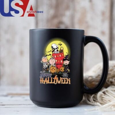 Snoopy With Charlie Brown And Friends Happy 2024 Halloween Mug, Tumbler Mug Black 11oz