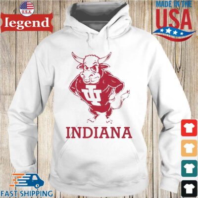 Vintage Indiana University Hoosiers Bison Mascot Hoodie trang-min