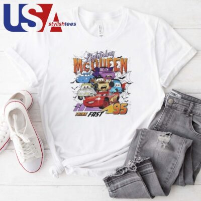 Retro Lightning Mcqueen Halloween Disney Cars Halloween Pixar Cars T-shirt