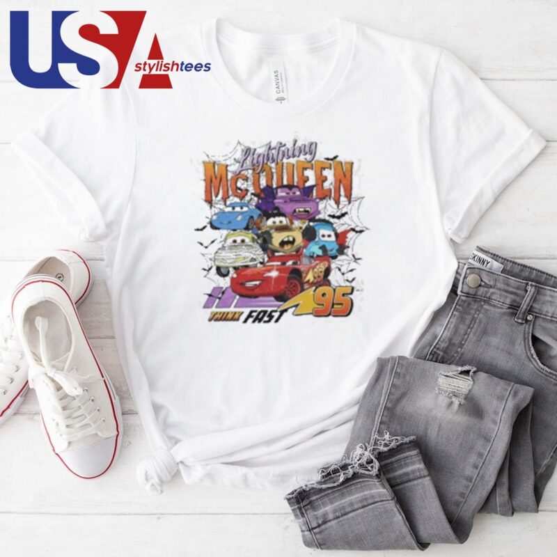 Retro Lightning Mcqueen Halloween Disney Cars Halloween Pixar Cars T-shirt
