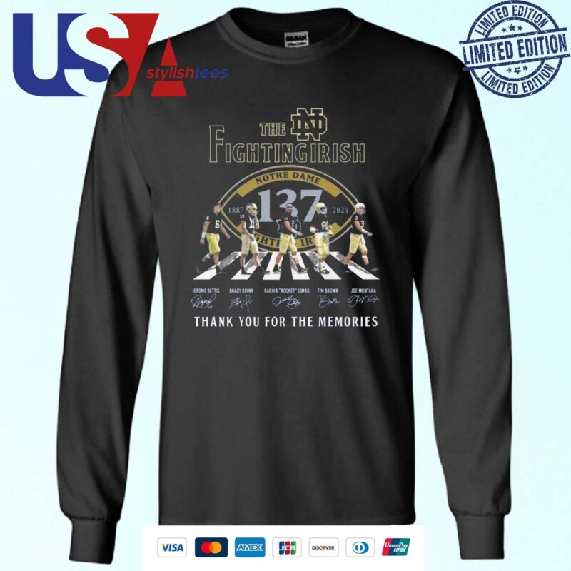 The Notre Dame Fighting Irish Thank You For The Memories Signatures Abbey Road 2024 Sweater