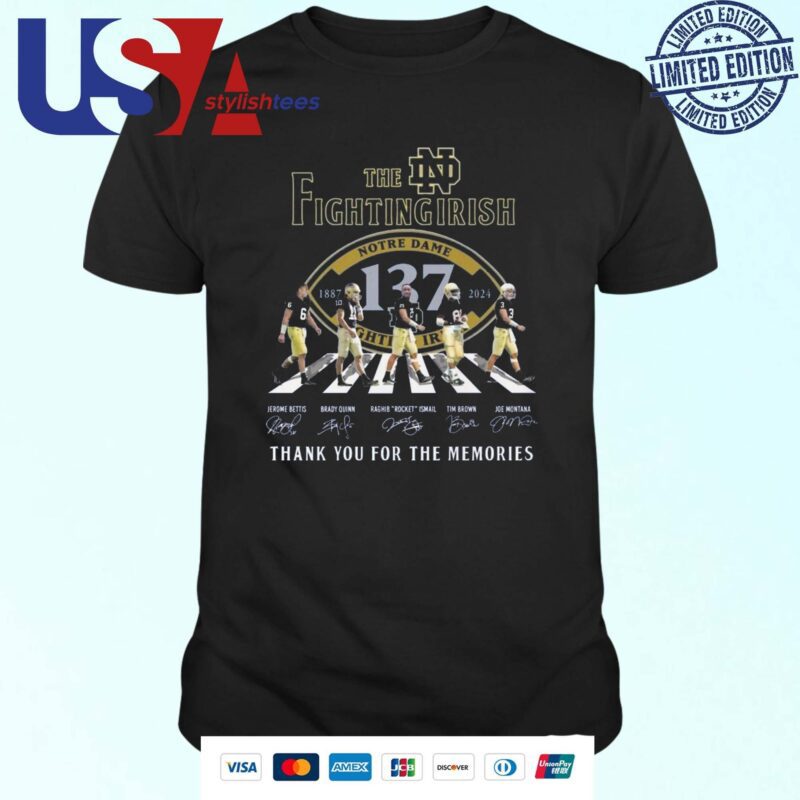 The Notre Dame Fighting Irish Thank You For The Memories Signatures Abbey Road 2024 T-shirt