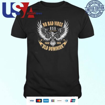 Old Dominion No Bad Vibes Moto USA Nashville, Tennessee Eagle Tour 2024 T-shirt