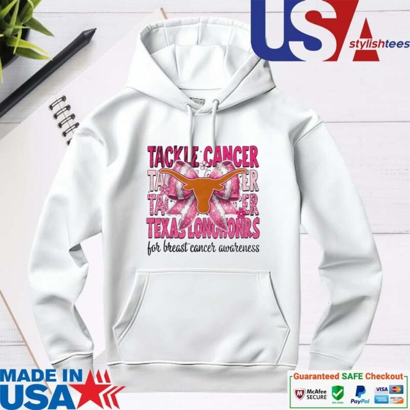 Official Texas Longhorns Tackle Cancer For Breast Cancer Awareness hoodie