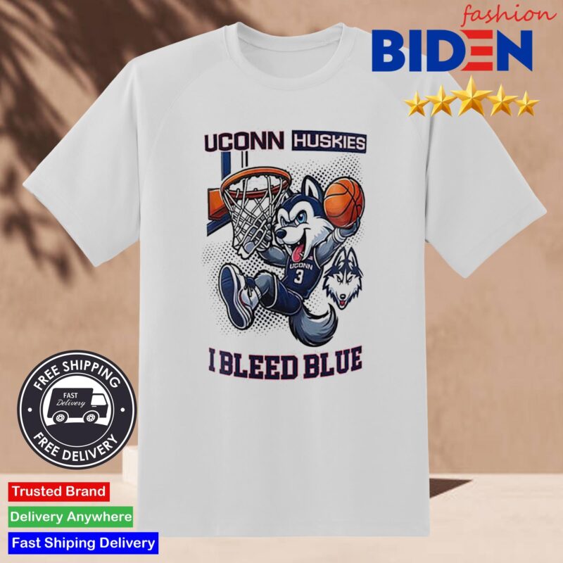 Uconn Huskies 2024 Basketball National Champions Mascot I Bleed Blue Shirt