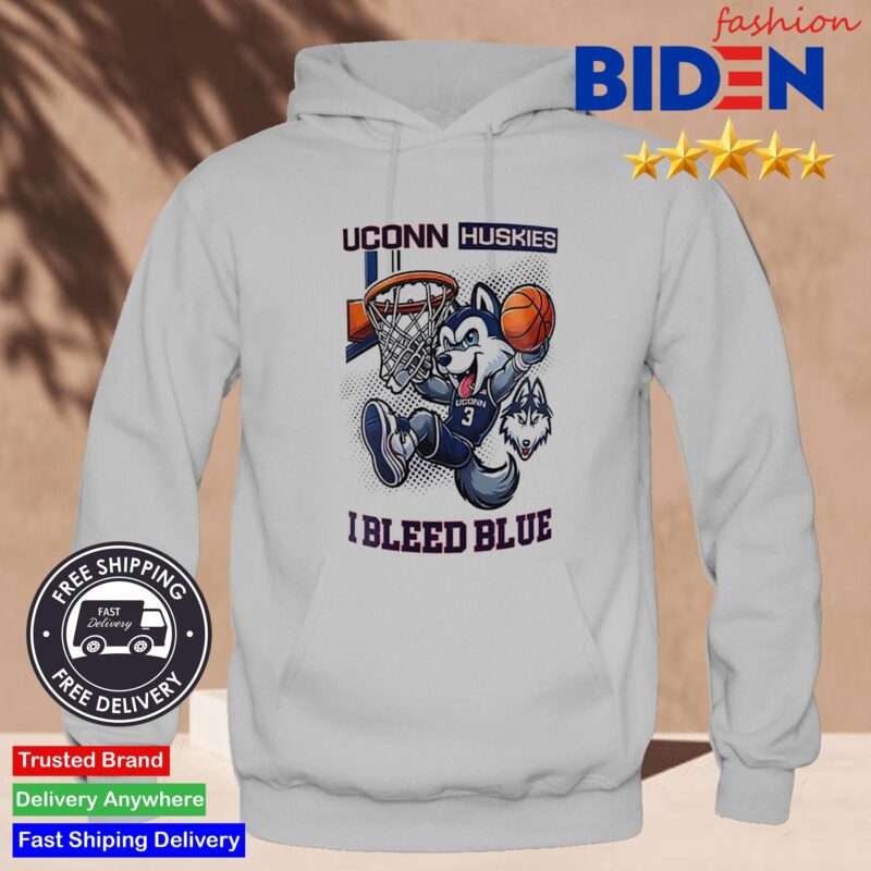 Uconn Huskies 2024 Basketball National Champions Mascot I Bleed Blue Shirt Hoodie