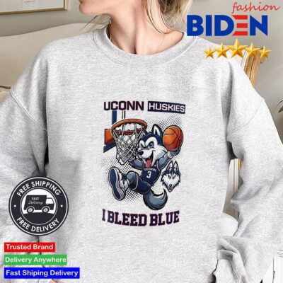 Uconn Huskies 2024 Basketball National Champions Mascot I Bleed Blue Shirt Sweater