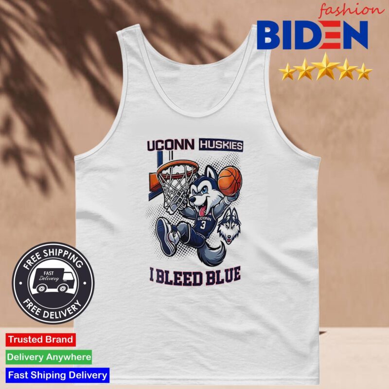 Uconn Huskies 2024 Basketball National Champions Mascot I Bleed Blue Shirt Tank Top