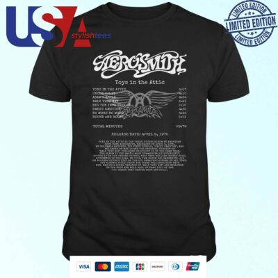 Original Aerosmith Toys In The Attic Greatest Hits Album 1975-2024 Anniversary T-shirt