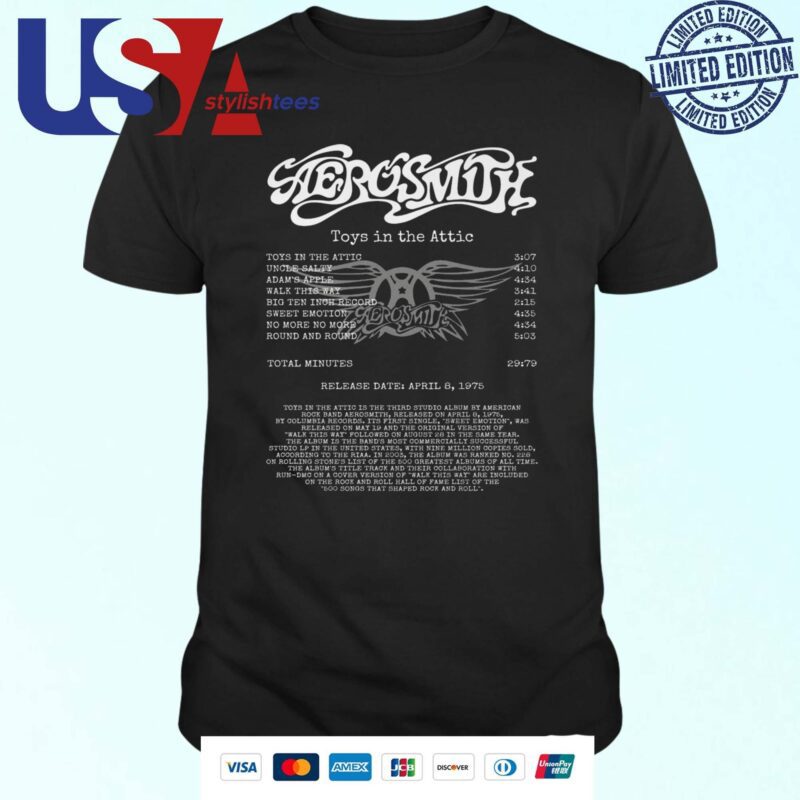 Original Aerosmith Toys In The Attic Greatest Hits Album 1975-2024 Anniversary T-shirt