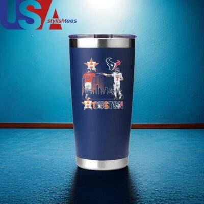 Houston Astros Jose Altuve Houston Texans C. J. Stroud The Stars Signatures Mug, Tumbler Tumbler 20oz Black