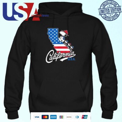 Official Peanuts Snoopy Beagle Scouts California U.S.A Flag Fill State Hoodie