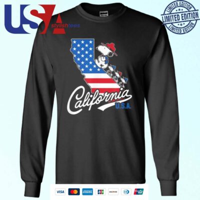 Official Peanuts Snoopy Beagle Scouts California U.S.A Flag Fill State Sweater