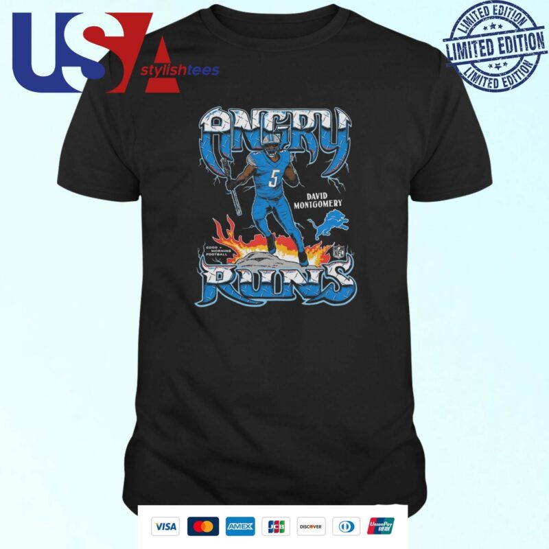 David Montgomery Detroit Lions Angry Runs Player Graphic Tri-Blend T-shirt