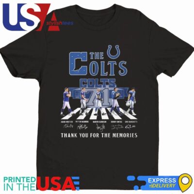 The Indianapolis Colts 1953-2024 71 Years Signatures Thank You For The Memories Abbey Road Shirt