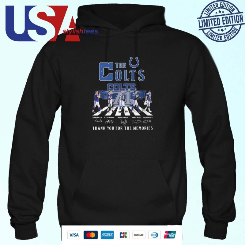 The Indianapolis Colts 1953-2024 71 Years Signatures Thank You For The Memories Abbey Road Hoodie