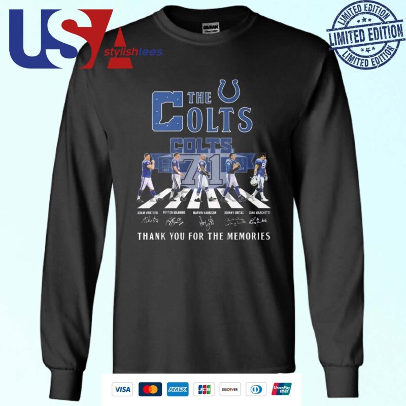 The Indianapolis Colts 1953-2024 71 Years Signatures Thank You For The Memories Abbey Road Sweater
