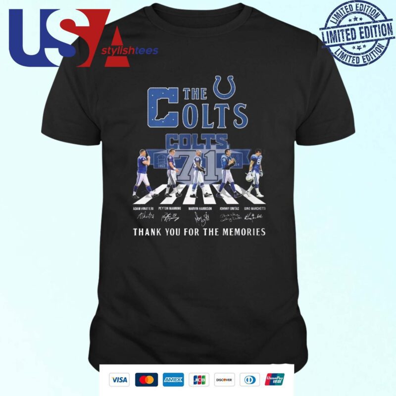 The Indianapolis Colts 1953-2024 71 Years Signatures Thank You For The Memories Abbey Road T-shirt