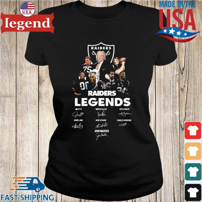 NFL John Madden Raiders Legends Signatures Shirt Ladies den-min