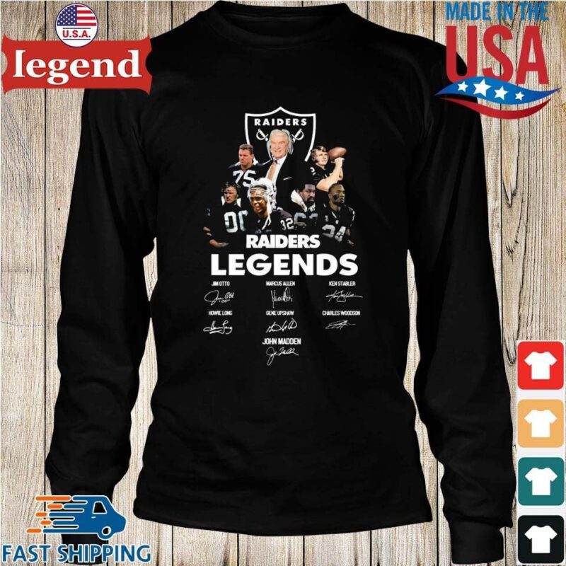 NFL John Madden Raiders Legends Signatures Shirt Longs den-min