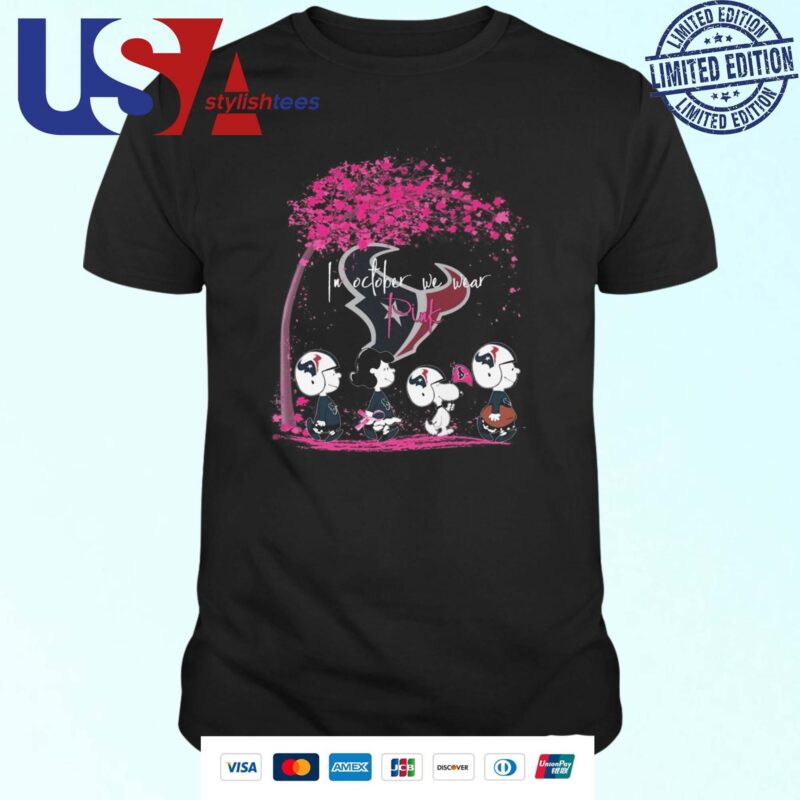 Peanuts Characters Houston Texans In October We Wear Pink 2024 T-shirt