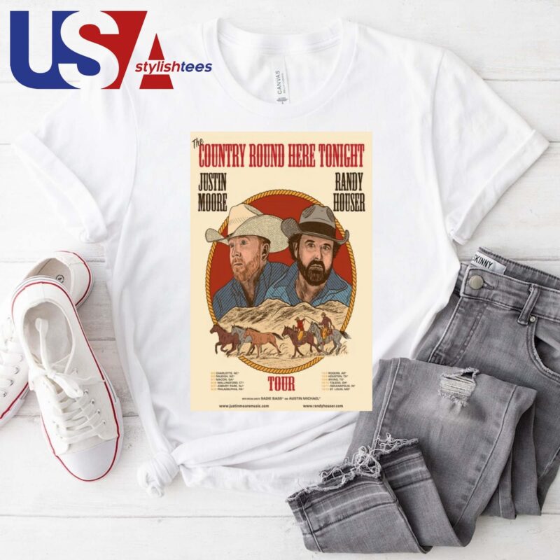 The Country Round Here Tonight Justin Moore & Randy Houser Tour 2024 T-shirt