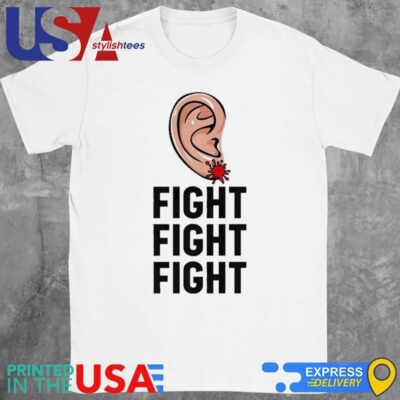Trump Head Cartoon Bloody Ear 2024 Vote Survivor Fight Fight T-Shirt