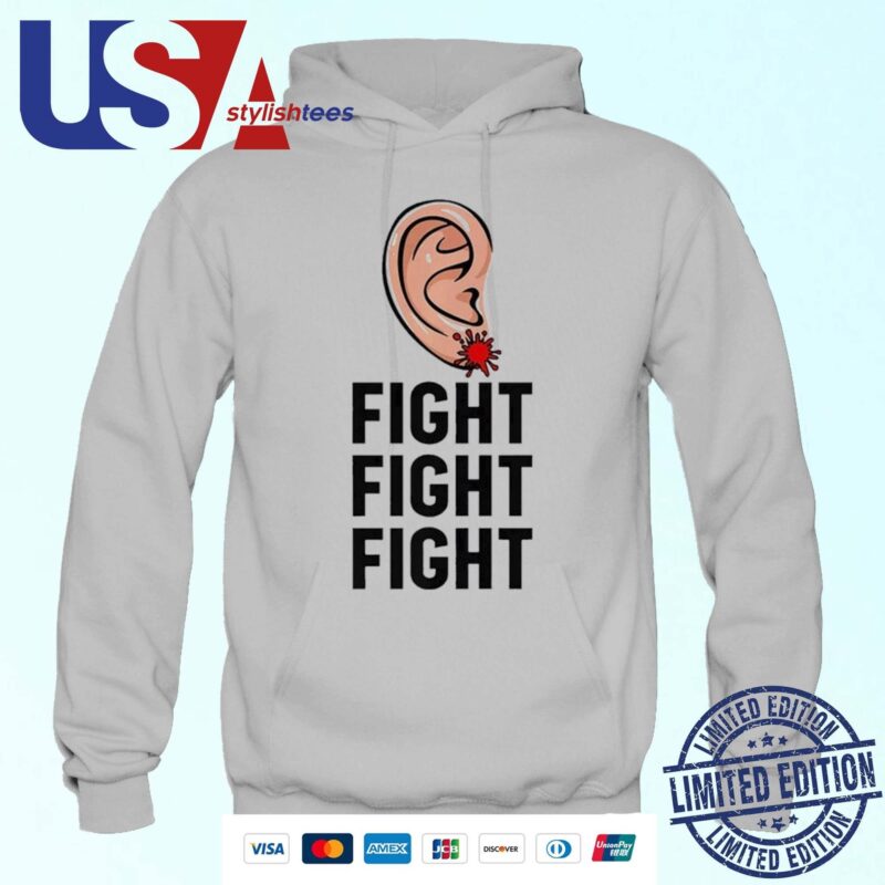 Trump Head Cartoon Bloody Ear 2024 Vote Survivor Fight Fight Hoodie