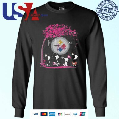 Peanuts Characters Pittsburgh Steelers In October We Wear Pink 2024 Sweater