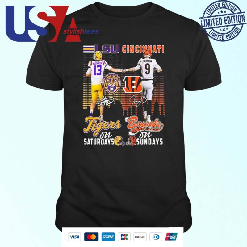 Nussmeier Burrow Tigers On Saturdays Bengals On Sundays T-shirt