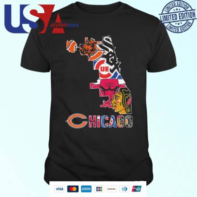 Chicago Sport Team Logo Bears Bulls Cubs And Blackhawks Unisex T-Shirt