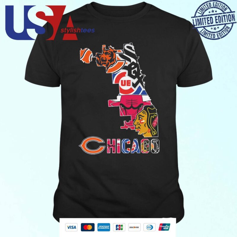 Chicago Sport Team Logo Bears Bulls Cubs And Blackhawks Unisex T-Shirt