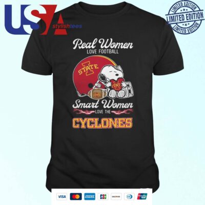 Iowa State Cyclones x Snoopy Real Women Love Football Smart Women Helmet 2024 T-shirt