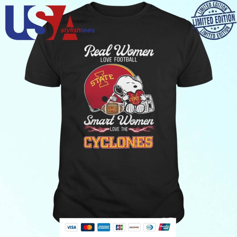 Iowa State Cyclones x Snoopy Real Women Love Football Smart Women Helmet 2024 T-shirt