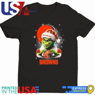 The Santa Grinch Love Cleveland Browns NFL Merry Christmas 2024 Shirt