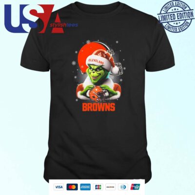 The Santa Grinch Love Cleveland Browns NFL Merry Christmas 2024 T-shirt