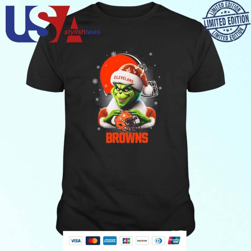 The Santa Grinch Love Cleveland Browns NFL Merry Christmas 2024 T-shirt