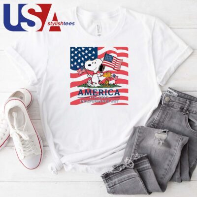 Snoopy And Woodstock America 4th Of July 2024 USA Flag Shirt