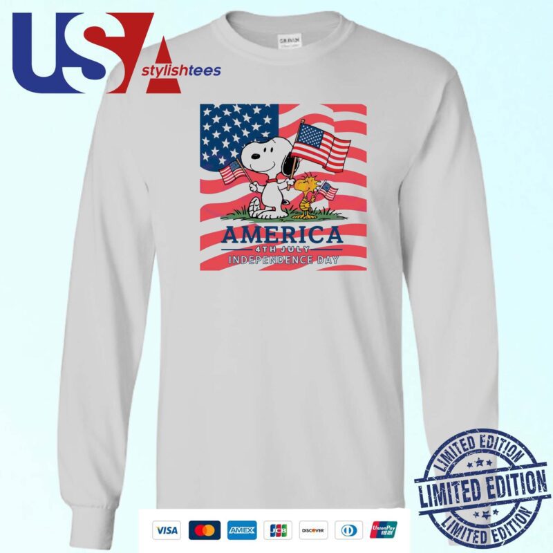 Snoopy And Woodstock America 4th Of July 2024 USA Flag Sweater