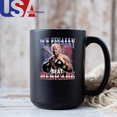 Official We Finally Beat Medicare Joe Biden Boxing 2024 Political Meme Mug, Tumbler Mug Black 11oz