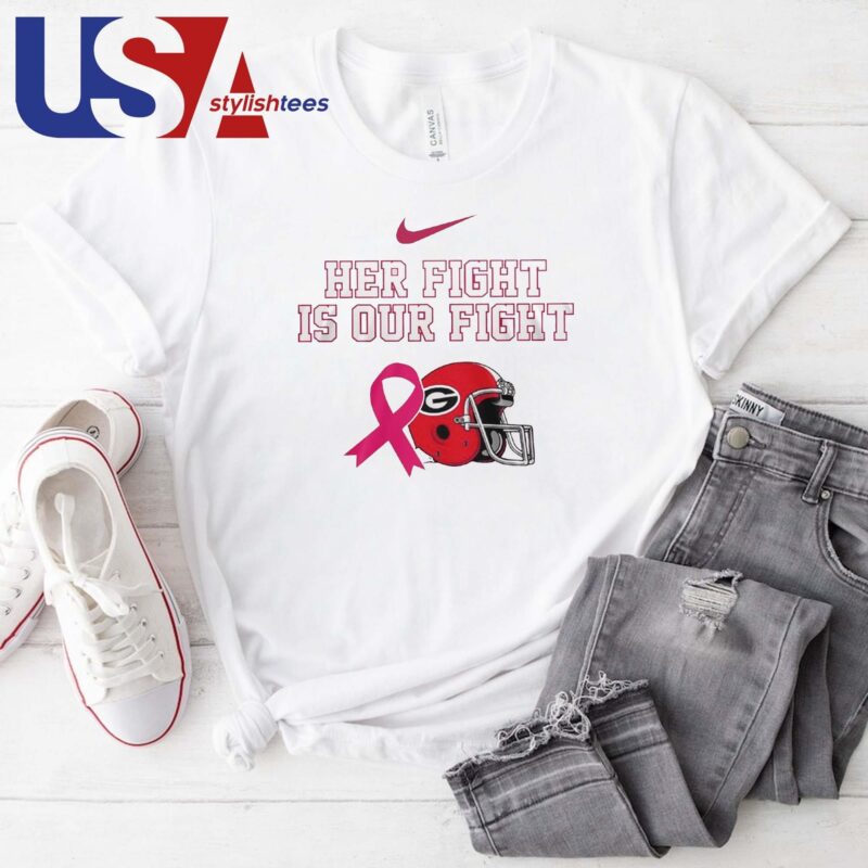Pink Out Tackle Breast Cancer Georgia Bulldogs Her Fight Is Out Fight T-shirt