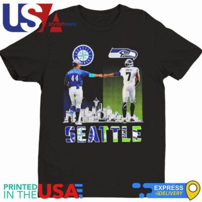Seattle Mariners Julio Rodriguez x Seattle Seahawks Geno Smith Signatures Skyline Shirt
