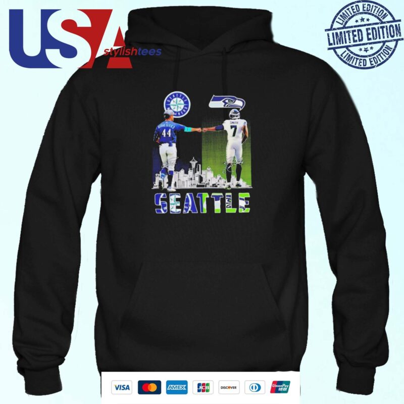 Seattle Mariners Julio Rodriguez x Seattle Seahawks Geno Smith Signatures Skyline Hoodie