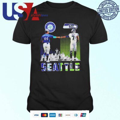 Seattle Mariners Julio Rodriguez x Seattle Seahawks Geno Smith Signatures Skyline T-shirt