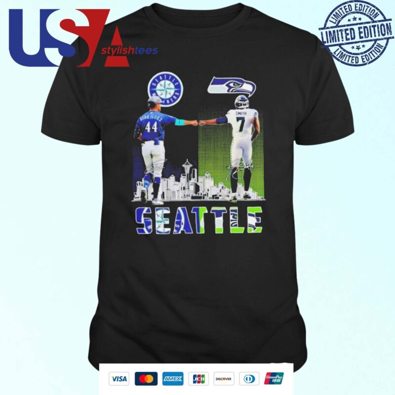 Seattle Mariners Julio Rodriguez x Seattle Seahawks Geno Smith Signatures Skyline T-shirt