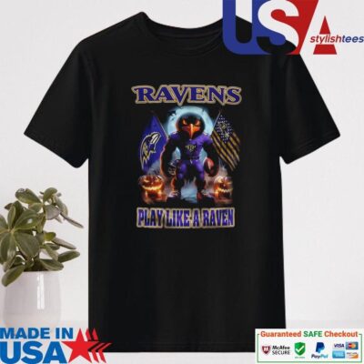 Official Baltimore Ravens Play Like A Raven Halloween Shirt
