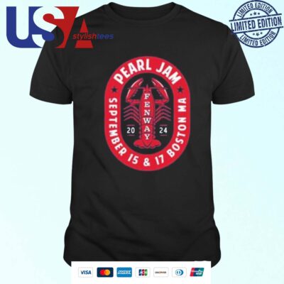 Pearl Jam With Glen Hansard Dark Matter World Tour Merch Loster Roll Tee In Boston MA At Fenway Park On September 15 And 17 2024 T-shirt