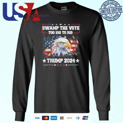 Trump Swamp The Vote USA Too Big To Rig American Flag Eagle Sweater